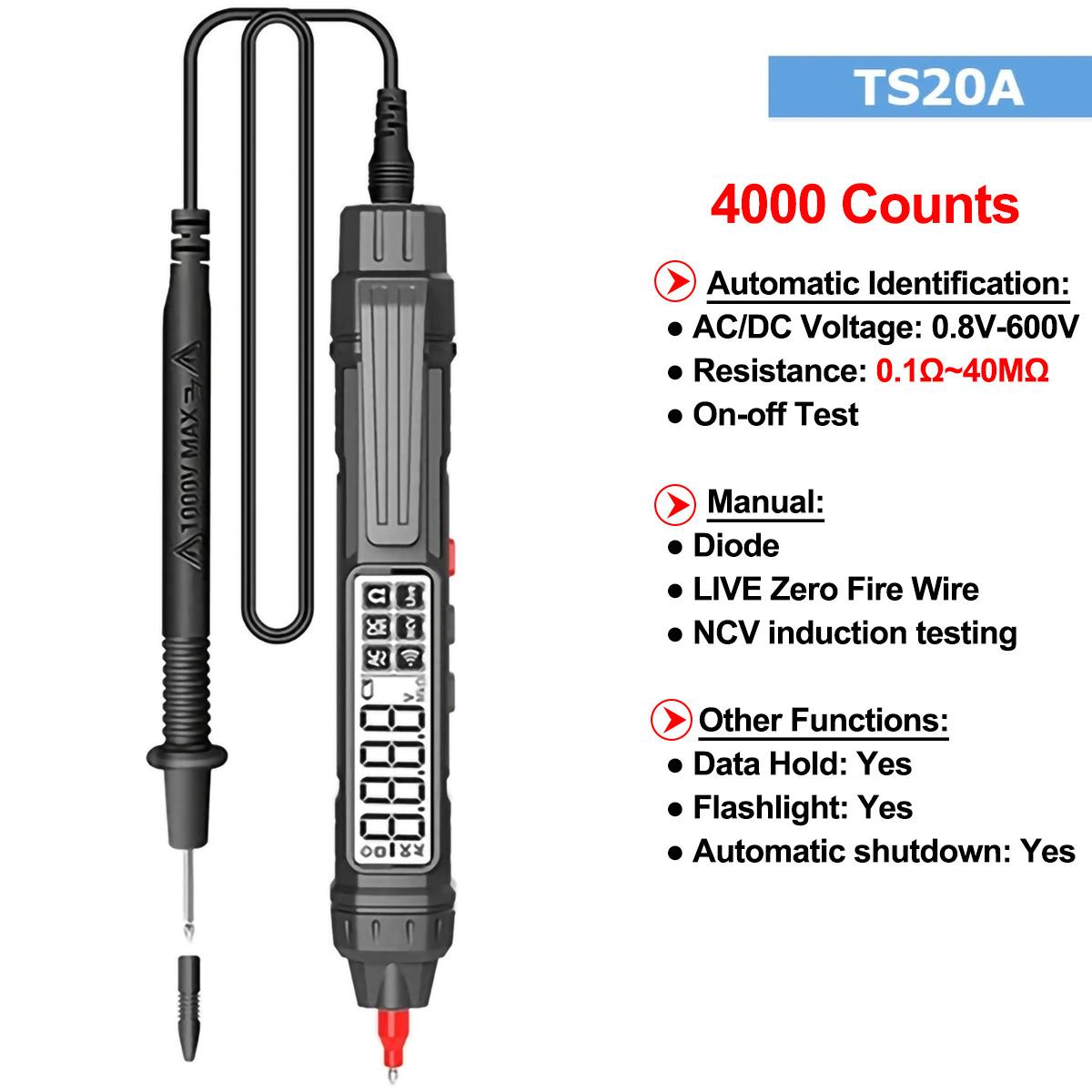 

Цифровий мультиметр 2 в 1 у вигляді ручки 4000 відліків Професійний вимірювач Безконтактний Автоматичний AC/DC Напруга Опір Діод NCV Тестер Інструменти