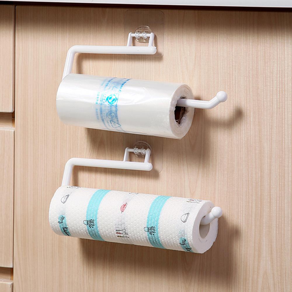 Reusable ABS Nail-free Storage Kitchen Paper Roll Holder Roll Paper Rack Tissue Holder