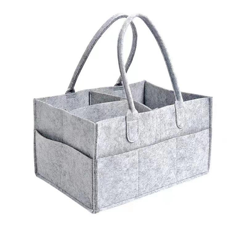 Light Grey Foldable Felt Diaper Tote Bag
