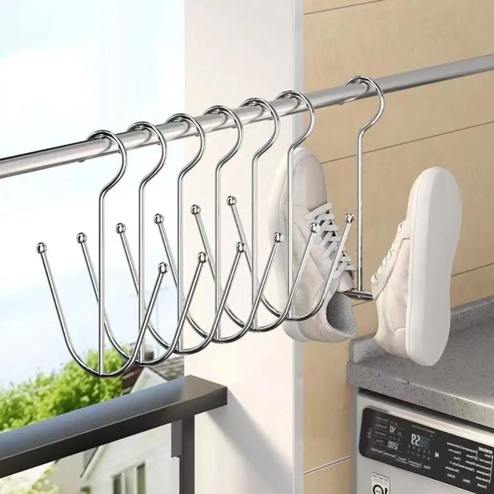 New Stainless Steel Shoe Drying Rack Hanging Windproof Drying Shoe Hook Space Saving Shoe Rack