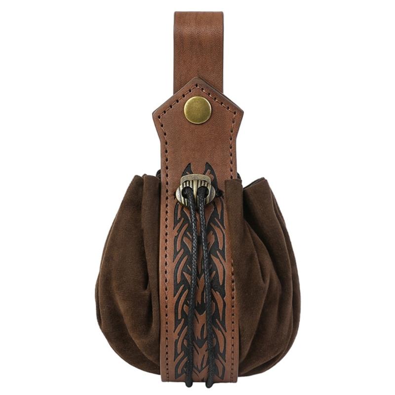 Medieval Leather Pouch Portable Coins Purse Medieval Belt Pouch Renaissances Belt Pouch Dices Bag for Men Womens Gifts