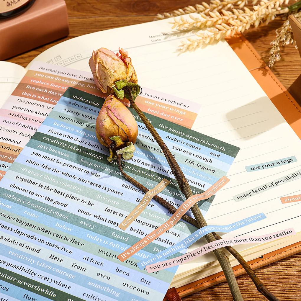 Pack of 8 Small Talk Stickers Self Adhesive Text Word Sheet Scrapbooking Greeting Card Journal Book Album Notebook