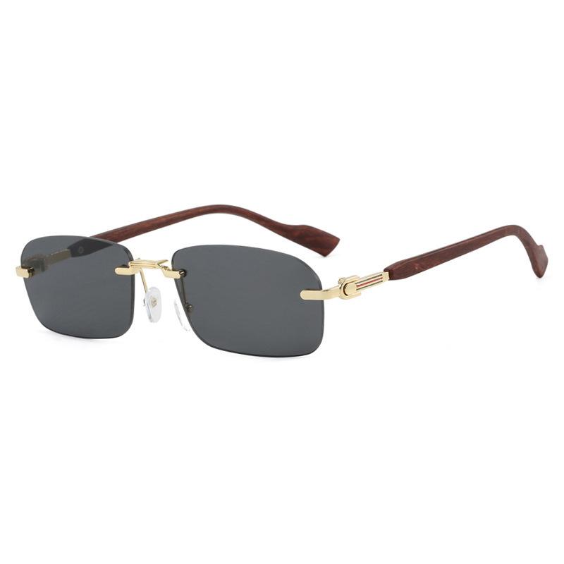 Trendy fashion sunglasses men's new high-value handsome metal frameless trimmed square sunglasses women