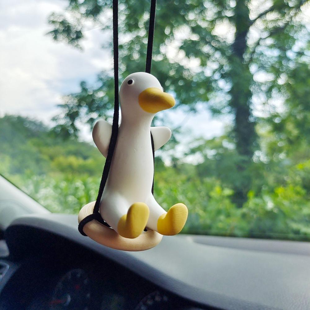 

Cute Anime Car Fragrance Gypsum Swing Duck Pendant Rearview Mirror Ornament Birthday Gift Auto Interior Decoration Accessories