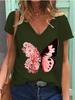 Summer Butterfly 3D Print T-shirt Women Streetwear Casual T Shirts Y2k Tops Woman Harajuku V-Neck Tees Oversized Clothing