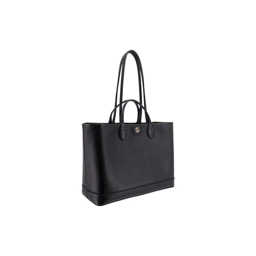 Gucci Ophidia Double G Logo Solid Color Leather Tote Bag Women tote bags Black 739730-DJ20G-1000