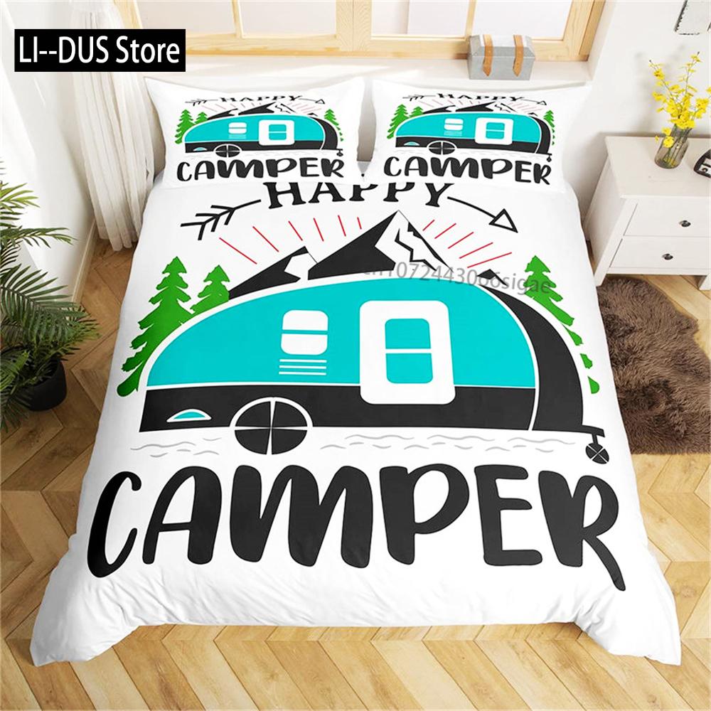 Cartoon-Auto-LKW-BaggerJunge Kinderdecke Durex Twin Full King Size 3-teiliges Bettbezug-Bettwäsche-Set Tagesdecke 200 x 200 240 x 220