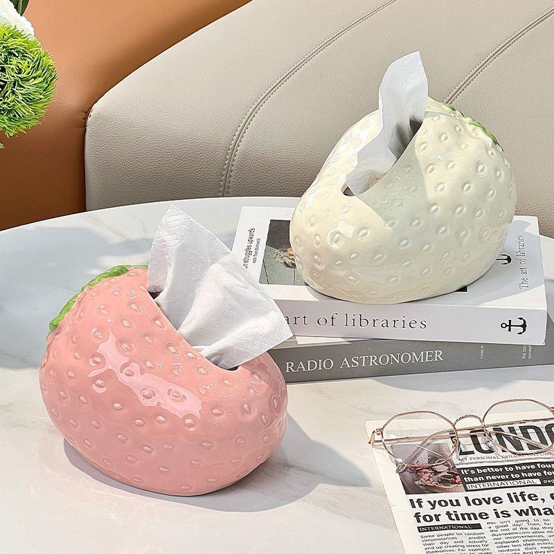 Creative Artificial Strawberry Plastics Tissue Box Art Living Room Extractable Tissue Box Bookcase Entrance Countertop Ornaments