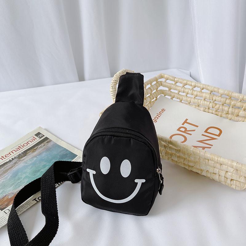 Trendy Children's Canvas Crossbody Bag With Smiley Face Design For Boys And Girls
