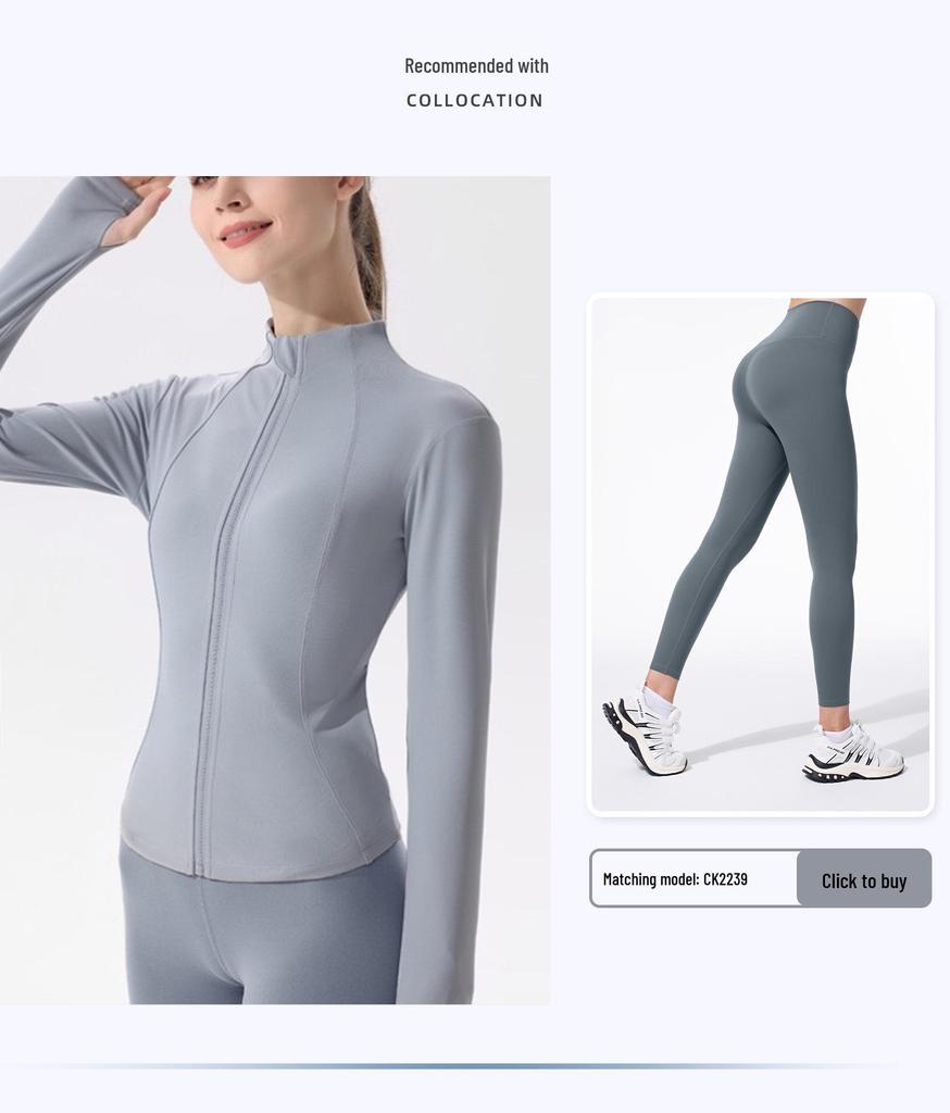 Women's Quick-Dry Long-Sleeve Yoga Jacket - High-End Fitness Top for Spring & Summer