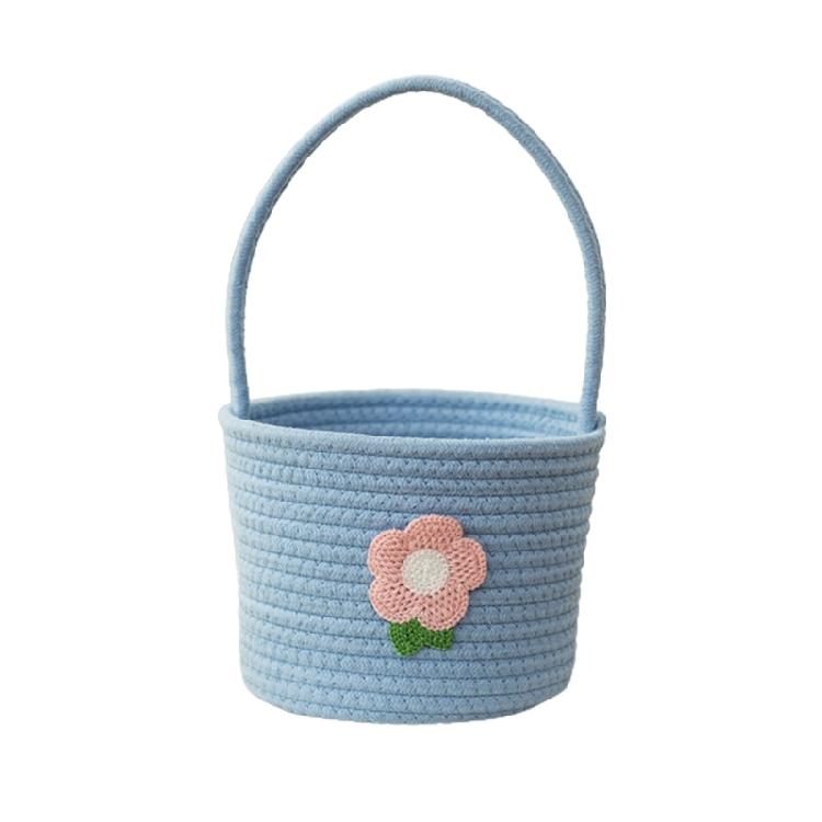 Cotton Rope Woven Storage Basket with Handle Sundries Cosmetic Storage Box Toy