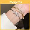 18k Gold Plated Hollow Geometric Bangle With Zircon Sparkle For Formal Wear