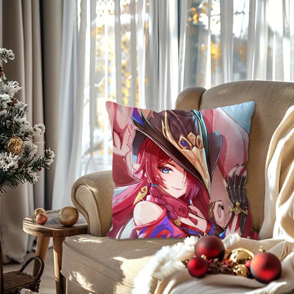 Game Genshin Impact Chasca Pillow Case Square Pillow Bedroom Sofa Leisure Comfort Cushion Car Living Room Home Decoration 40X40