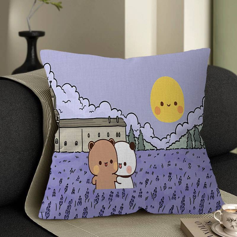 Süßer Cartoon Bubududu Panda Kissenbezug Zoll Bauernhaus Dekor Heim Überwurf Kissenbezüge für Sofadekorationen