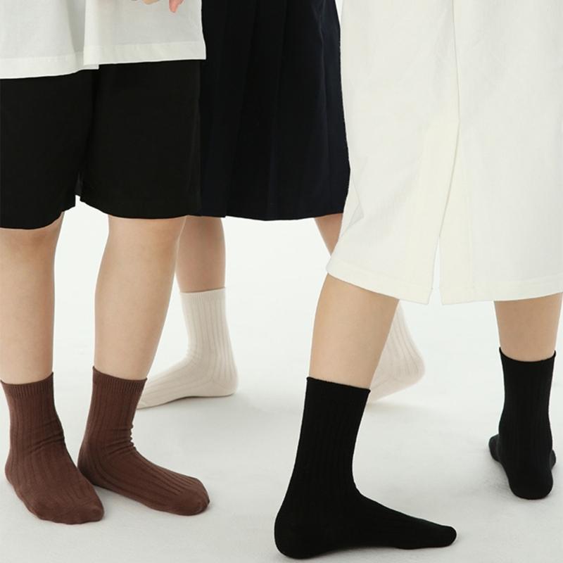 Kids Simple Crew Socks Plain Ankle Socks Breathable Booties Socks Calf Socks