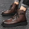 Martin Boots Men's Leather Boots Autumn and Winter New Chelsea Velvet Leather Short Boots Medium and High-top Locomotive Cotton Boots