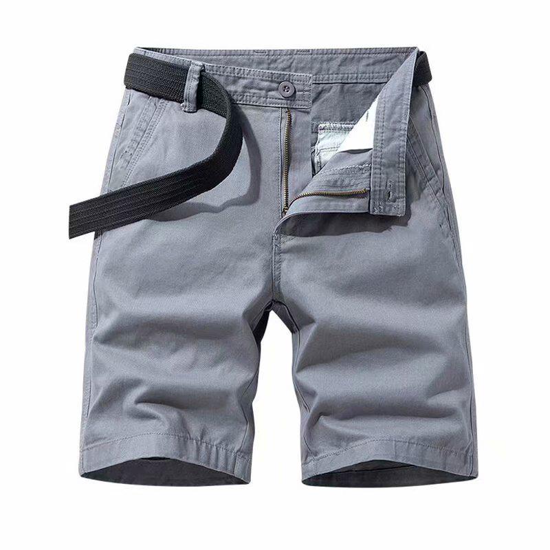 

Men s Trendy Five-Point Cargo Shorts - Washed Casual Mid-Length Beach Pants 30 серый