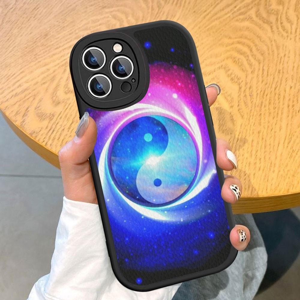 Naturalize Yin and Yang Chinese Tai Chi Pouzdro na telefon z tvrdé kůže pro iPhone 14 13 12 Mini 11 14 Pro Max Xs X Xr 7 8 Plus Fundas