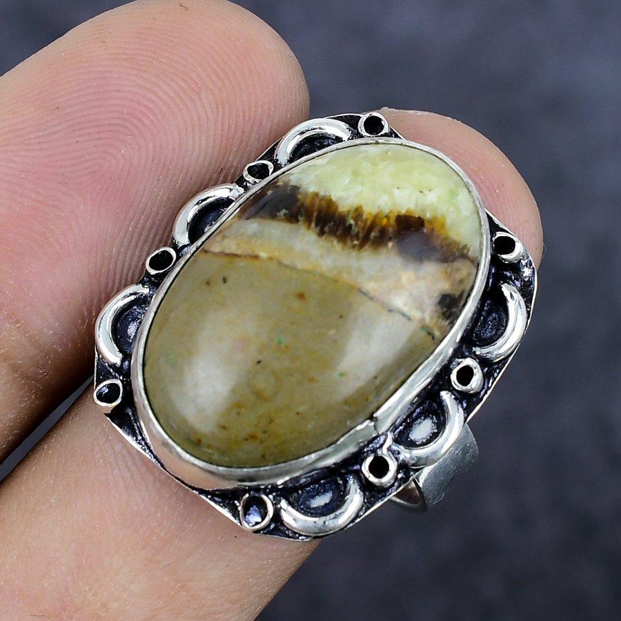 Natural Septerian Stone Gemstone 925 Sterling Silver Jewelry Ring Size 10 W2d42