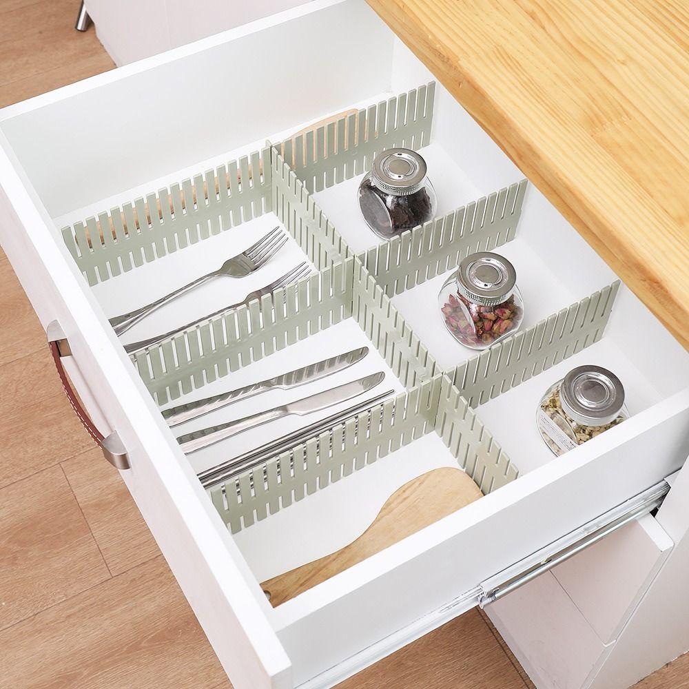 4pcs/set Adjustable Drawer Divider Board DIY Drawer Plastic Grid Storage Organizer Board Space-saving Separator Board