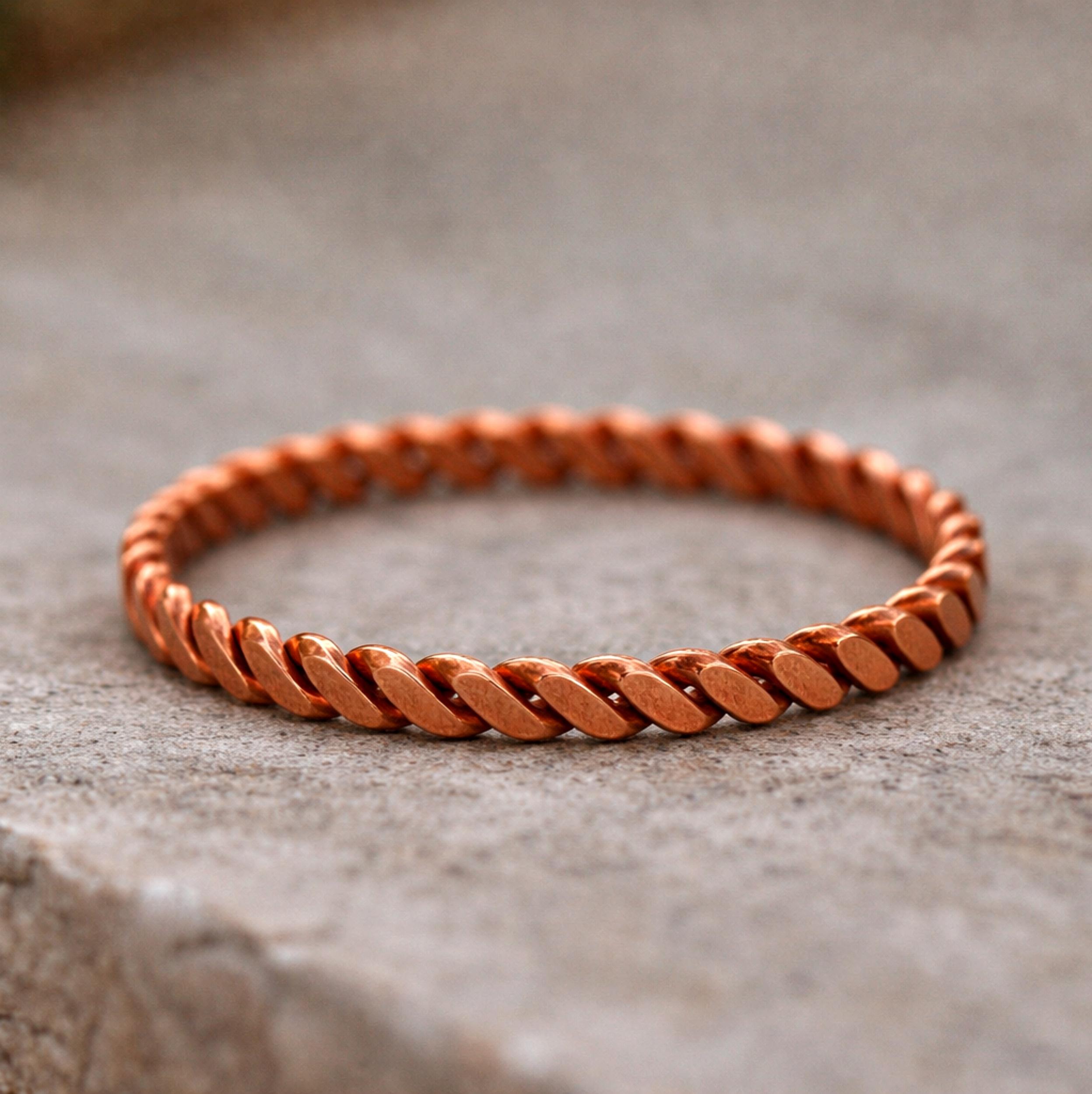 Медное кольцо  Витая веревка  – Минималистичное кольцо-ободок из чистой меди, Изящное штабелируемое кольцо, Простое повседневное украшение 4 медный