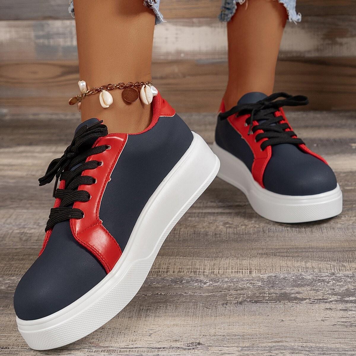 

Fashion Women s 2025 autumn new large-sized casual sports shoes, multicolor thick-soled height-increasing lace-up casual shoes 36 синій