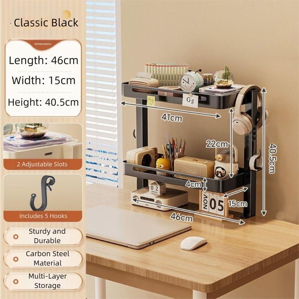 

Multi Functional Layered Bookshelf Carbon Steel Desk Stand Office Desk Storage Rack Office Desk чорний