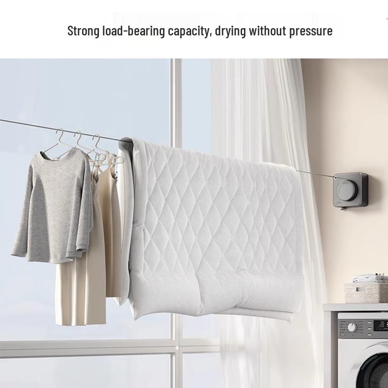 Indoor Retractable Clothesline - Invisible, No-Punch Installation for Bathroom or Balcony
