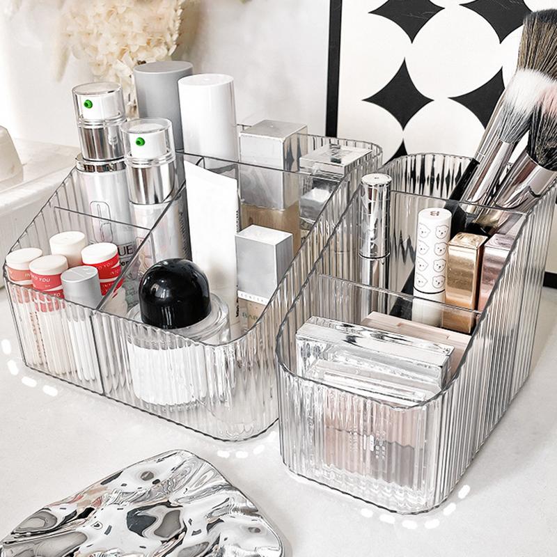 Desktop Five Grid Storage Box, Transparent Trapezoidal Acrylic Dressing Table, Household Lipstick And Cosmetics Sorting Box