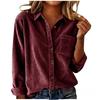 Autumn Winter Women Striped Corduroy Shirt Jacket, Lapel Long Sleeve Loose Thick Casual Outwear Coat for Women