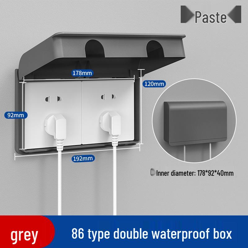 Type 86 Waterproof Bathroom Socket Cover: Child-Proof, Adhesive Shield Box