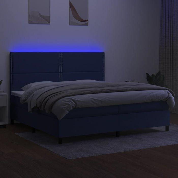 Maison Exclusive - Sommier à lattes de lit et matelas et LED Bleu 200x200 cm Tissu