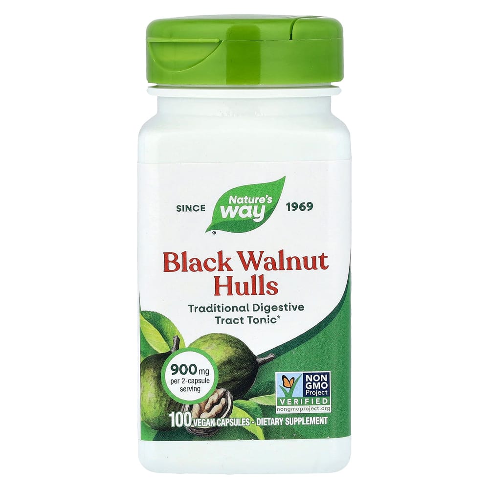 Nature's Way Black Walnut Hulls 1000mg Veggie Capsules, 100 Count