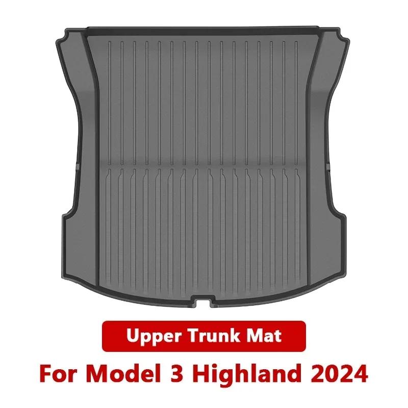 NEW For Tesla Model 3/Y Highland Front and Back Trunk Mat TPE Carpet Waterproof Weather-resistant Pads Up and Down Layer Mats