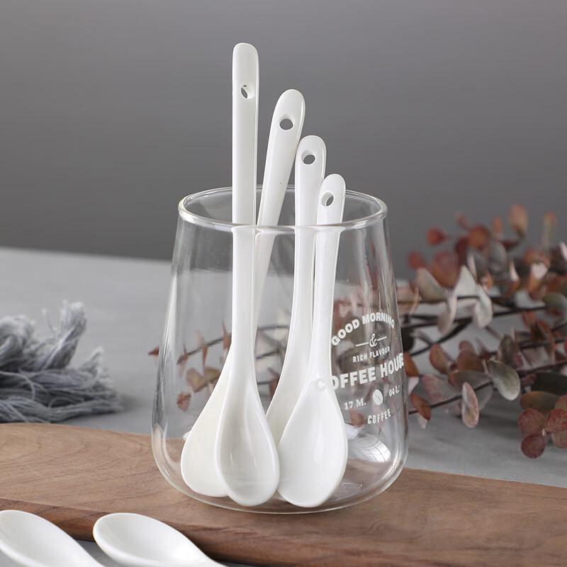 Ru Han Creative Long Handle White Ceramic Stirring Spoon