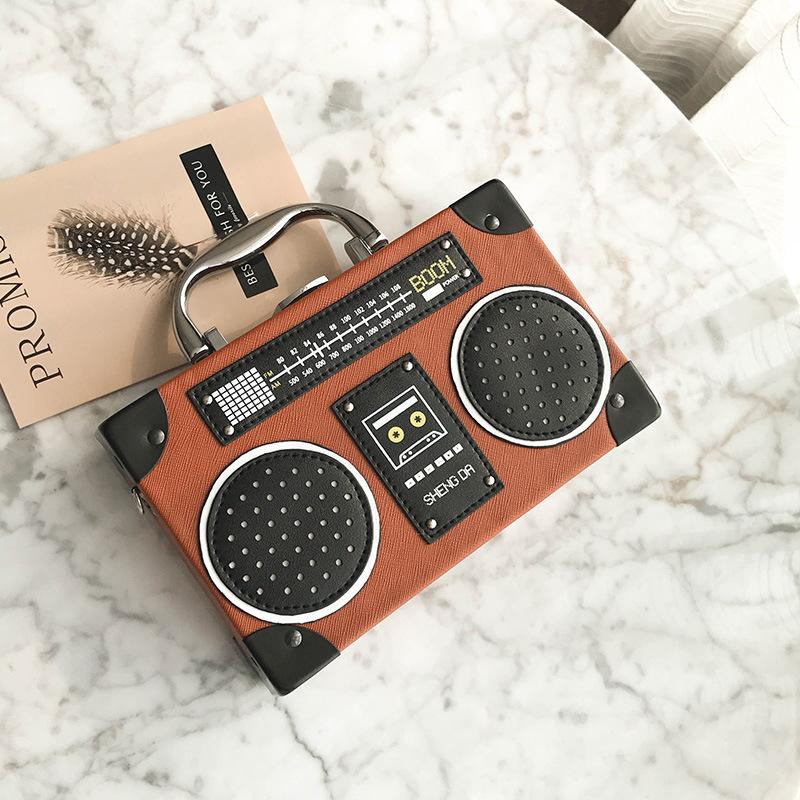 New Messenger Bag Personalized Radio Small Box Bag Shoulder Bag Korean Version Tape Recorder Box Bag Women's Bag