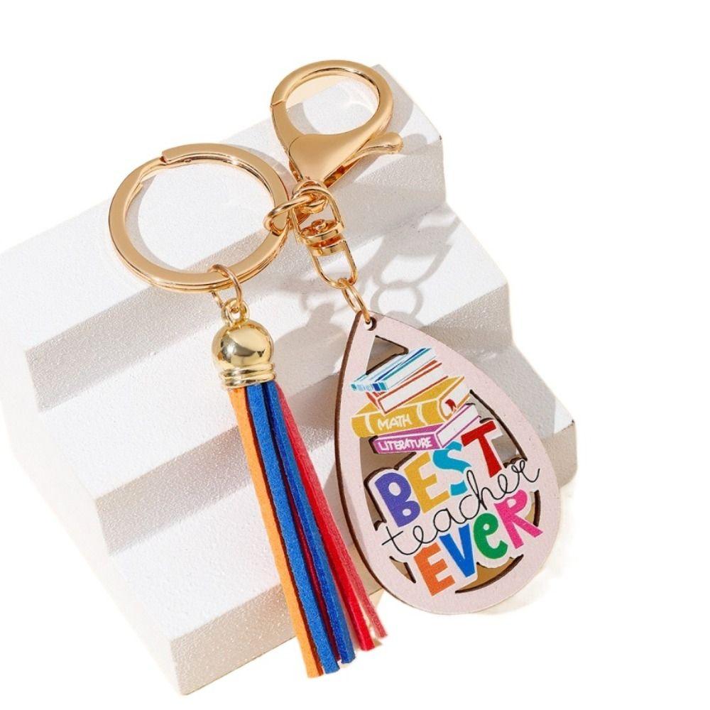 Wooden Plaque Rainbow Wooden Tag Tassel Keychain Tassel Wooden Tag Rainbow Keyring   Daily Life
