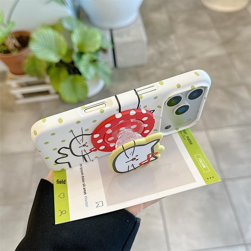 Polka Dot Cat Magnetic Stand Case for iPhone 17/16 Pro Max/15 Pro iPhone 17 Pro