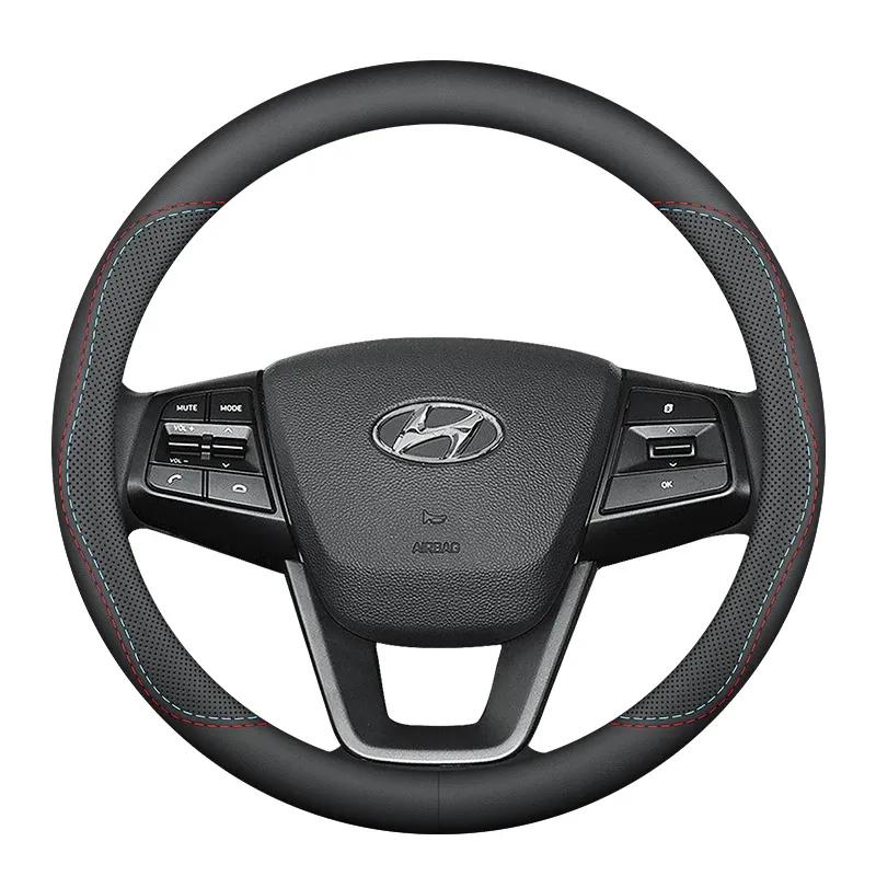 Car Leather Steering Wheel Cover for Hyundai NEXO IONIQ 5 6 9 XRT N Line EV 2024 2025 Accessories