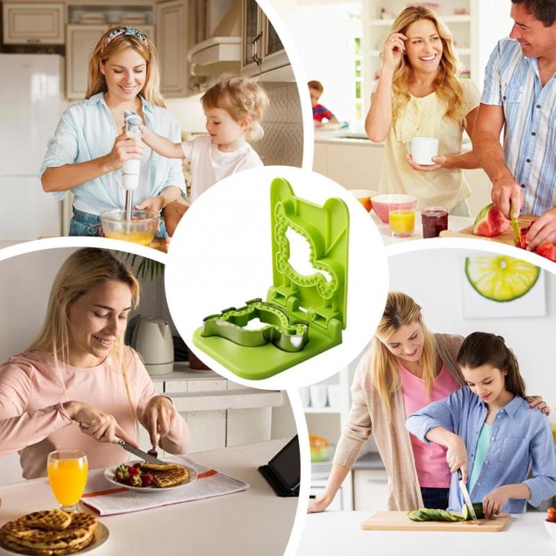 Sandwich Maker and Sealer, Crust Cutter Sandwich Crimper, Green Portable Sandwich Maker for Bread, Burgers, and Cakes