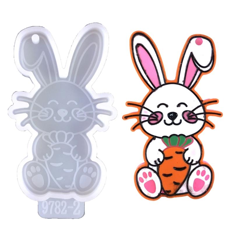 

Cute Easter Rabbit Keyring Silicone Mold Individualized Rabbit Keychain Resin Mold Great for Easter themed DIY Projects 1