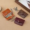 Women Vintage PU Leather Card Holder Cute Heart Shaped Small Wallet Multi-card Key Chain Card Holder Wallet Travel Cash Coin Bag