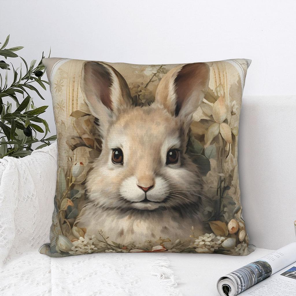 Bunny Easter Eggs Square Pillow Covers Polyester Car Cushion Cover Cool Home Decoration Pillow Cover