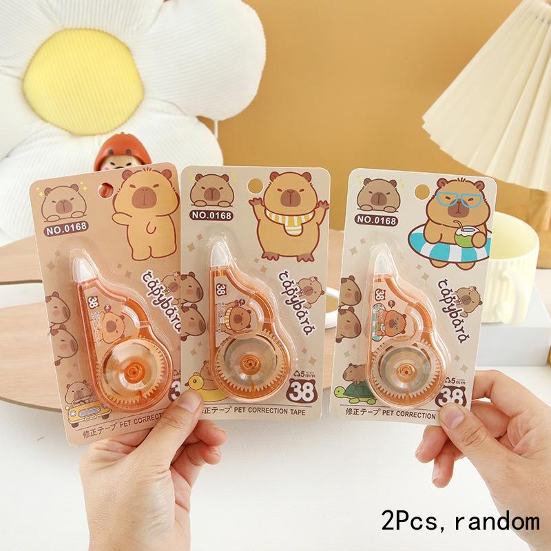 

2 шт. Мультяшная капибара корректирующая лента, многоспецификационная корректирующая лента, школьные и офисные принадлежности, рукоделие, ведение записей, журнал