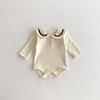 Korean Children's Spring/Autumn Lapel Romper - Cute Baby College Style Long-Sleeve Outfit.