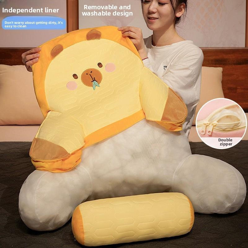 Cartoon-Capybara-Lounge-Kissen mit besticktem Plüschbezug für Bett Sofa Stützen