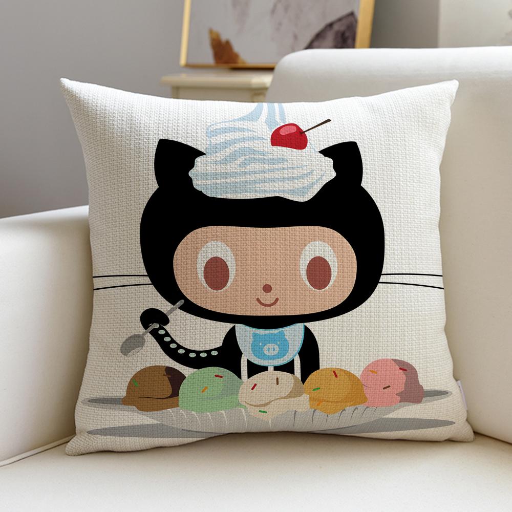 

Quirky OOctocatS Cushion Cover Breathable and skinfriendly linen pillowcase square removable and washable cushion 30X30cm