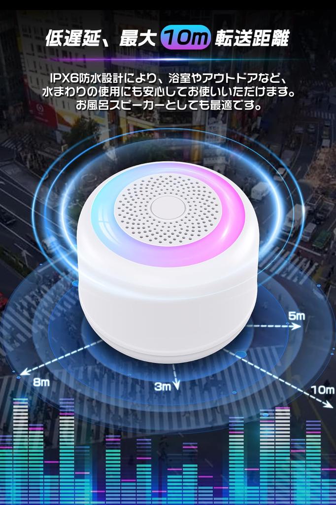 First Waterproof Bluetooth Wireless Bluetooth Bath RGB 12 Hours of Continuous Compatible with Camping [2026 Industry's Low-Alert Speaker] Speaker,