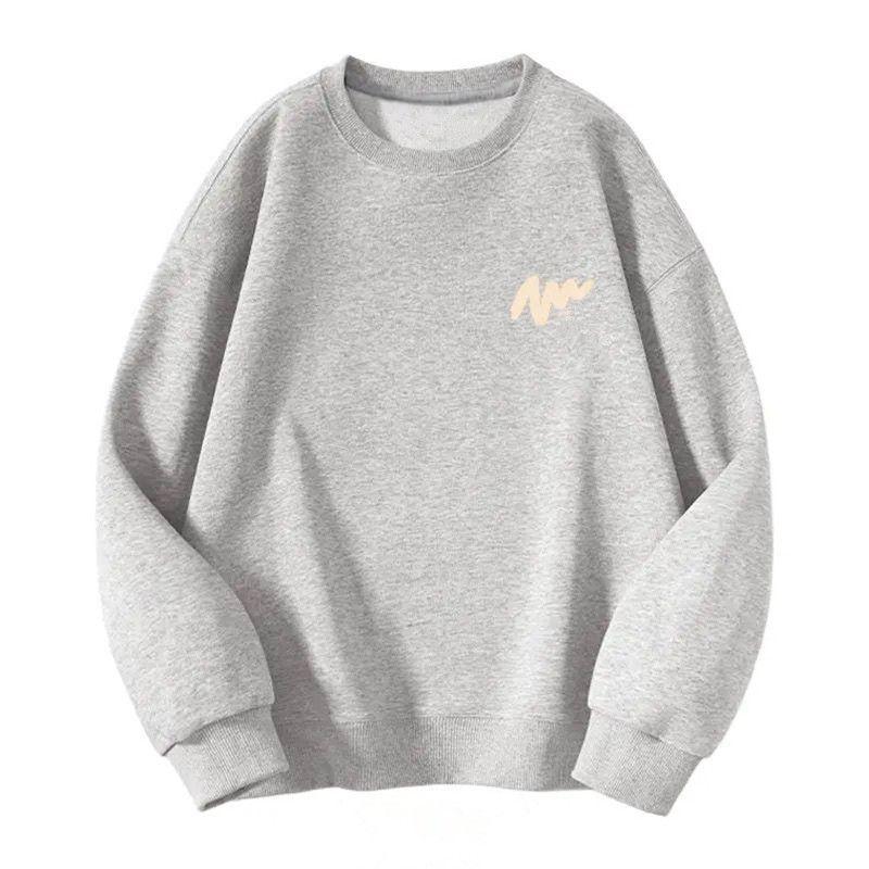 Brand Simple Round-Neck Sweatshirt for Men and Women, Spring and Autumn Style, Fleece-Lined, Loose and Versatile, Men's Top, Trendy Men's Clothing