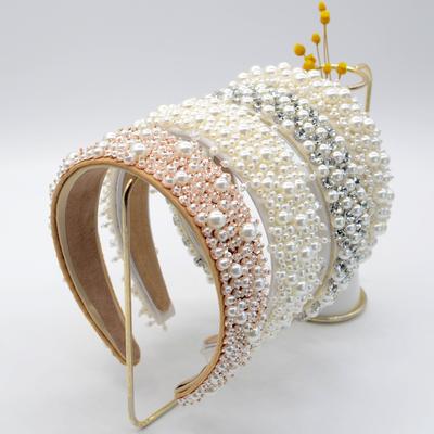 Damen Mädchen Barock Perle Glasperlen Strass Haarband Stirnband Erwachsene Haarschmuck